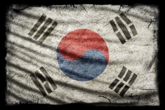 South Korea Flag, Grunge Texture Background