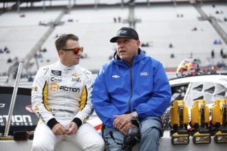 NASCAR Xfinity Series driver, AJ Allmendinger gets ready to practice for the DUDE Wipes 250 in
