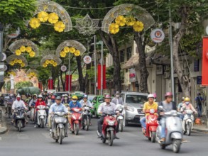 Peak hour on Dong Khoi Street a few days before the Vietnamese New Year, Ho Chi Minh City, Vietnam,