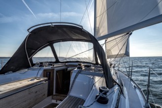 Sailing on a sailing yacht on the ocean