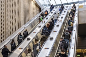 Escalators, Paddington Station, City of Westminster, London, Great Britain