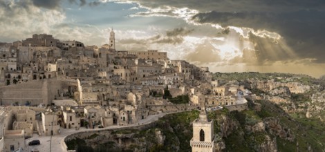 Panoramic view of the famous Sassi di Matera, Italy, Europe