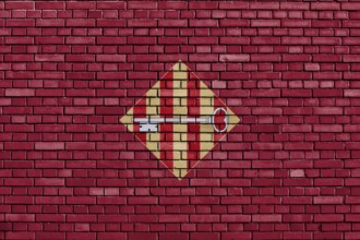Flag of Alzira painted on brick wall