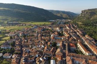 Aerial View of Ezcaray village, La Rioja, Spain. High quality 4k footage. High quality photo