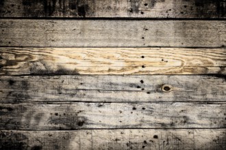 Horizontal wooden planks forming a textured background, weathered and showing knots and grain