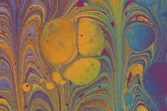Abstract marbling floral pattern for fabric, tile design. background texture