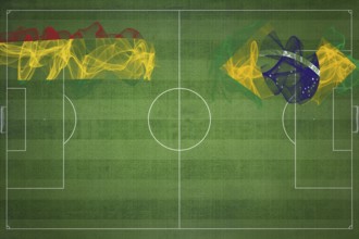 Bolivia vs Brazil Soccer Match, national colors, national flags, soccer field, football game,