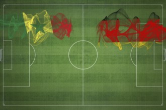 Senegal vs Germany Soccer Match, national colors, national flags, soccer field, football game,