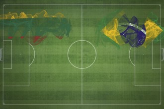 Lithuania vs Brazil Soccer Match, national colors, national flags, soccer field, football game,