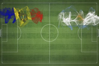 Moldova vs Argentina Soccer Match, national colors, national flags, soccer field, football game,