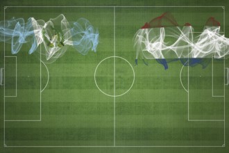 Guatemala vs Netherlands Soccer Match, national colors, national flags, soccer field, football