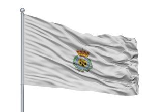 Mallorca City Flag On Flagpole, Country Spain, Isolated On White Background