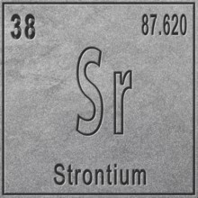 Strontium chemical element, Sign with atomic number and atomic weight, Periodic Table Element,