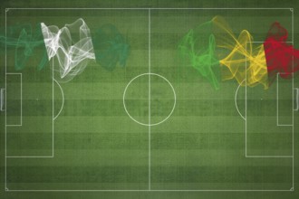 Nigeria vs Mali Soccer Match, national colors, national flags, soccer field, football game,