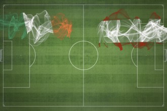 Ireland vs Austria Soccer Match, national colors, national flags, soccer field, football game,