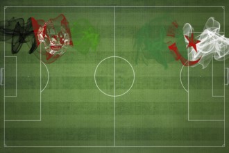 Afghanistan vs Algeria Soccer Match, national colors, national flags, soccer field, football game,