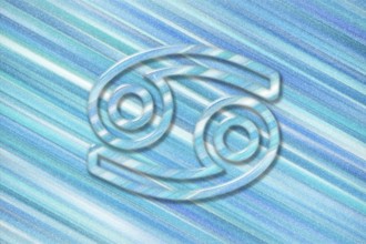 Cancer zodiac sign, blue background, Horoscope Astrology background, Cancer horoscope symbol, blue