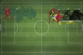 Turkmenistan vs Mozambique Soccer Match, national colors, national flags, soccer field, football