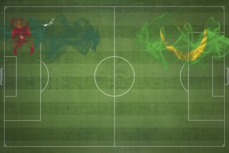 Turkmenistan vs Mauritania Soccer Match, national colors, national flags, soccer field, football