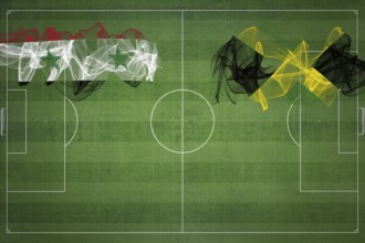 Syria vs Jamaica Soccer Match, national colors, national flags, soccer field, football game,