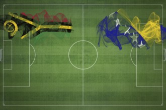 Vanuatu vs Bosnia and Herzegovina Soccer Match, national colors, national flags, soccer field,