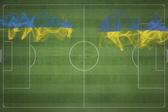 Rwanda vs Ukraine Soccer Match, national colors, national flags, soccer field, football game,