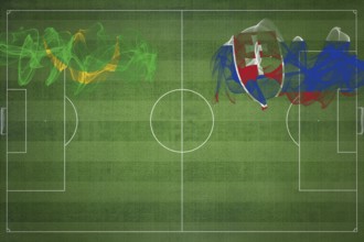 Mauritania vs Slovakia Soccer Match, national colors, national flags, soccer field, football game,