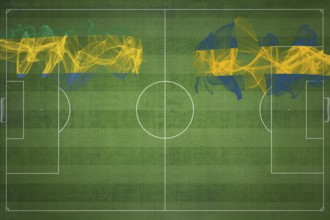Gabon vs Sweden Soccer Match, national colors, national flags, soccer field, football game,