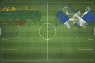 Lithuania vs Scotland Soccer Match, national colors, national flags, soccer field, football game,