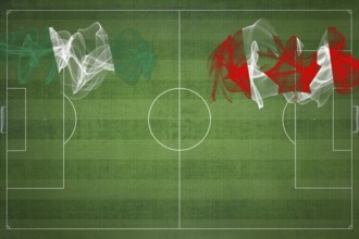 Nigeria vs Canada Soccer Match, national colors, national flags, soccer field, football game,