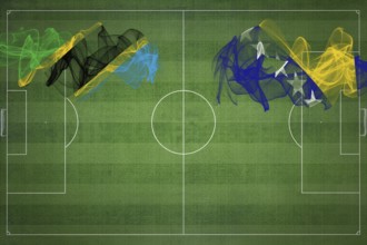 Tanzania vs Bosnia and Herzegovina Soccer Match, national colors, national flags, soccer field,
