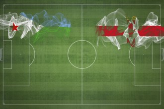 Djibouti vs Northern Ireland Soccer Match, national colors, national flags, soccer field, football