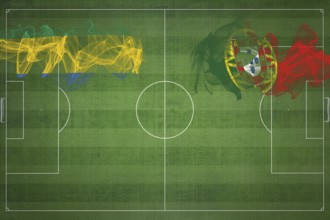 Gabon vs Portugal Soccer Match, national colors, national flags, soccer field, football game,