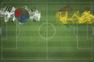 South Korea vs Bolivia Soccer Match, national colors, national flags, soccer field, football game,