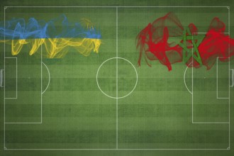 Rwanda vs Morocco Soccer Match, national colors, national flags, soccer field, football game,