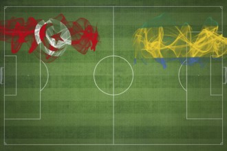 Tunisia vs Gabon Soccer Match, national colors, national flags, soccer field, football game,