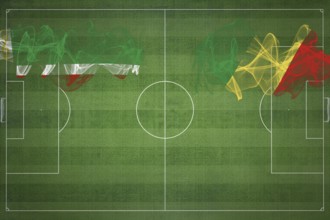 Chechnya vs Congo Soccer Match, national colors, national flags, soccer field, football game,