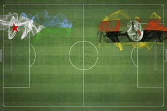 Djibouti vs Uganda Soccer Match, national colors, national flags, soccer field, football game,