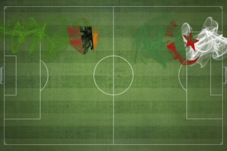 Zambia vs Algeria Soccer Match, national colors, national flags, soccer field, football game,