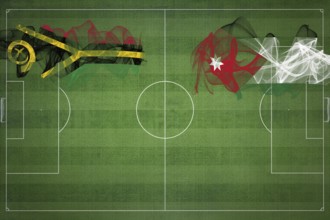 Vanuatu vs Jordan Soccer Match, national colors, national flags, soccer field, football game,
