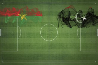 Burkina Faso vs Libya Soccer Match, national colors, national flags, soccer field, football game,