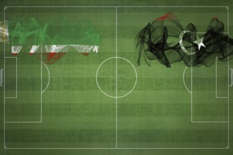 Chechnya vs Libya Soccer Match, national colors, national flags, soccer field, football game,