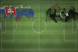 Slovakia vs Libya Soccer Match, national colors, national flags, soccer field, football game,