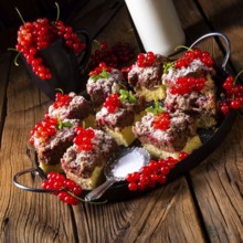 Gorgeous juicy chocolate cake with red currant