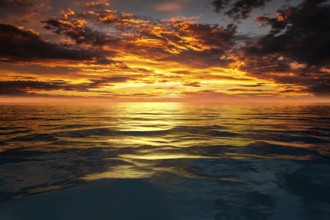 An image of a sunset sky at the ocean background