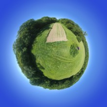 A 360 degrees spherical panorama rural meadow south Germany