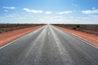 An image of the longest straight road in Australia