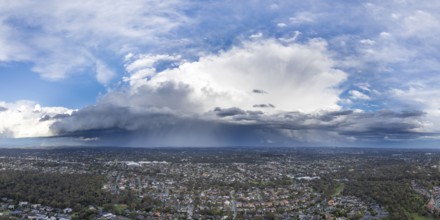 A winter's day storm and aerial view over the estate of Springthorpe in Macleod, Melbourne,