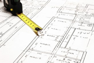 Plans and Tape Measure, Close Up