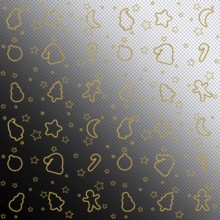 Set of Gold Christmas Icons transparent background, Christmas decoration seamless